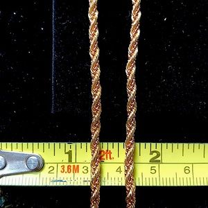 24” 14k gold rope chain unisex